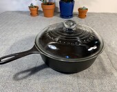 1950 39 s Wagner 8 Cast Iron Deep Skillet with Pyrex lid