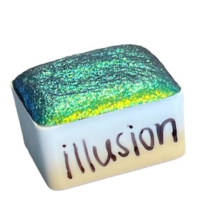 Illusion - Colorshift Prismatic Handmade Watercolor Half Pan | Watercolor Palette | Gifts for Artists