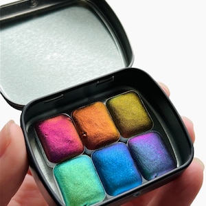 Supershifting Vaporwave Palette Handmade Watercolor Paint Colorshift QUARTER Set | Gifts for Artists | Chameleon Paint | Colorshift Pigment