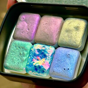 Ethereal Collection Irisierende Interferenzen Holographisch Handgefertigte Aquarellfarbe **Quarter Pan** Set | Geschenke für Künstler
