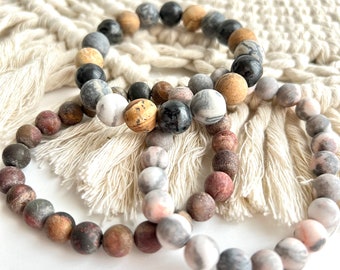 Hand beaded bracelet natural stone beads