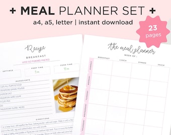 Ultimate Meal Planner Printable, Weekly Meal Planner, Recipe Template PDF, Grocery List, Meal Planner Bundle, Menu Planner, Meal Plan