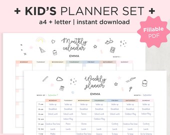 Kids Home School Schedule, Editable Kids Weekly Planner, Family Calendar, Kids Schedule, Kids Weekly Chores, Kids Learning Schedule