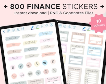 Finance Digital Stickers for GoodNotes Planner, Precropped GoodNotes Stickers