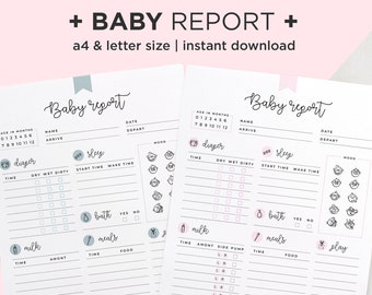 Rastreador de bebé imprimible, Registro de niñera, Diario de bebé, Registro de bebé para niñera, Registro de cuidado infantil, Hoja diaria de cuidado infantil, Informe de niñera, Informe de bebé