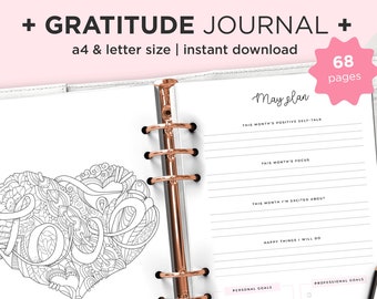 Gratitude Journal Printable, Grateful Journal, Gratitude Planner Printable, Mental Health Journal, Self Care Printable, Journal Gratitude