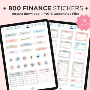 Finance Digital Stickers for GoodNotes Planner, Precropped GoodNotes Stickers