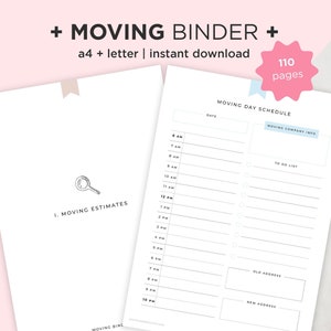Moving Planner Printable PDF, Relocation Planner, Letter A4 Planner Inserts