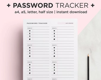 Password Book Pdf Pdf Ausdruckbar A5 A4 Buchstaben Planer Einlage