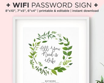 Printable Wifi Password Sign Editable Wifi Sign PDF