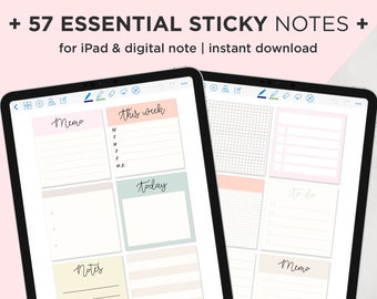 Digital Pastel Sticky Notes, Cute Sticky Notes, Digital Stickers For Goodnotes, Goodnotes Stickers, Digital Planner Sticker, Digital Post it