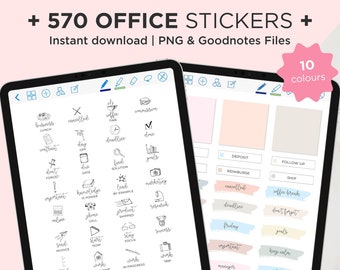 Office digital stickers set for GoodNotes, Pre-cropped digital stickers, Goodnotes Stickers