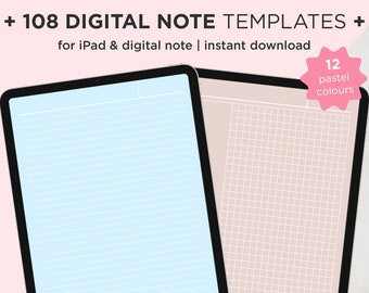 Digital Note Paper Pastel, Letter Size Digital Note Pad, Digital Note Taking Paper, Digital Note Template, A4 Study Note, Goodnotes Inserts