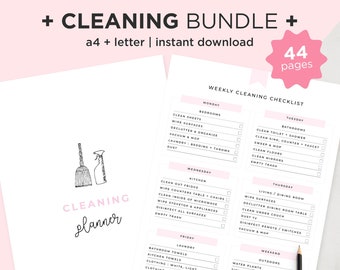 Cleaning Schedule Bundle, Cleaning Planner Printable, Weekly Cleaning Checklist, Cleaning Guides, Declutter Challenge, Home Cleaning