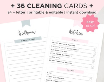 Editable Cleaning Cards, Cleaning Planner, Chore Checklist For Kids, Room Cleaning, Clean Bathroom, Responsibility List, Planner Children
