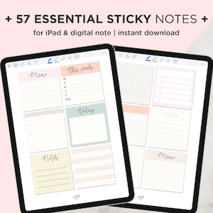Digital Pastel Sticky Notes, Cute Sticky Notes, Digital Stickers For Goodnotes, Goodnotes Stickers, Digital Planner Sticker, Digital Post it
