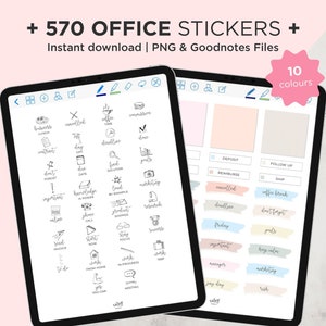 Office digital stickers set for GoodNotes, Pre-cropped digital stickers, Goodnotes Stickers