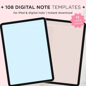 Foglio di note digitali, formato lettera Digital Note Pad, Digital Note Taking Paper, Modello di nota digitale, A4 Study Note, GoodNote Inserts