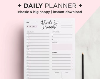 Daily Schedule Printable PDF Happy Planner Insert
