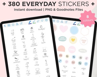 Everyday digital stickers set for GoodNotes, Pre-cropped digital stickers, Goodnotes Stickers