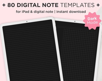 Digital Note Black Paper, Black Digital Note Pad, Dark Mode Digital Note, Digital Notebook Black, Dark Mode Goodnotes Inserts, A4 Letter PDF
