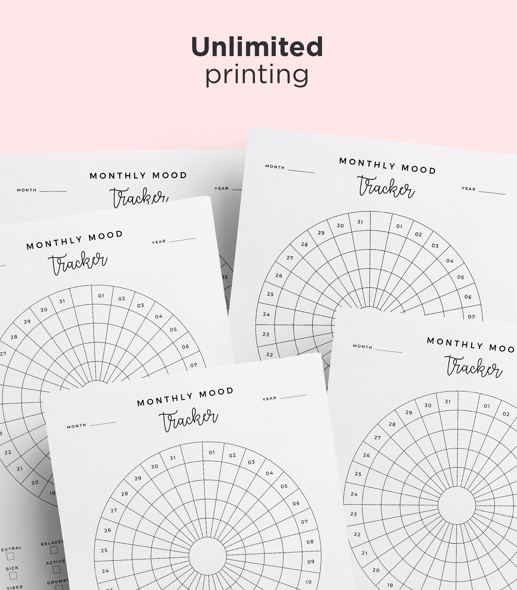 Mood Tracker Classic Happy Planner PDF Printable Inserts - Etsy