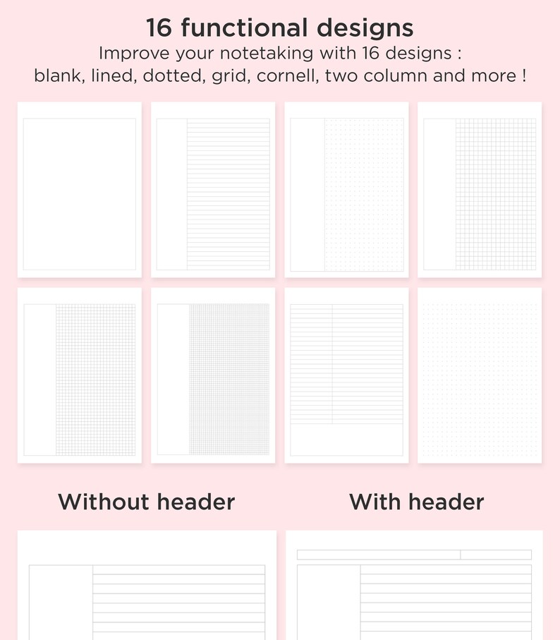 Letter Size Digital Note Pad Lined Note Taking Paper 47 - Etsy