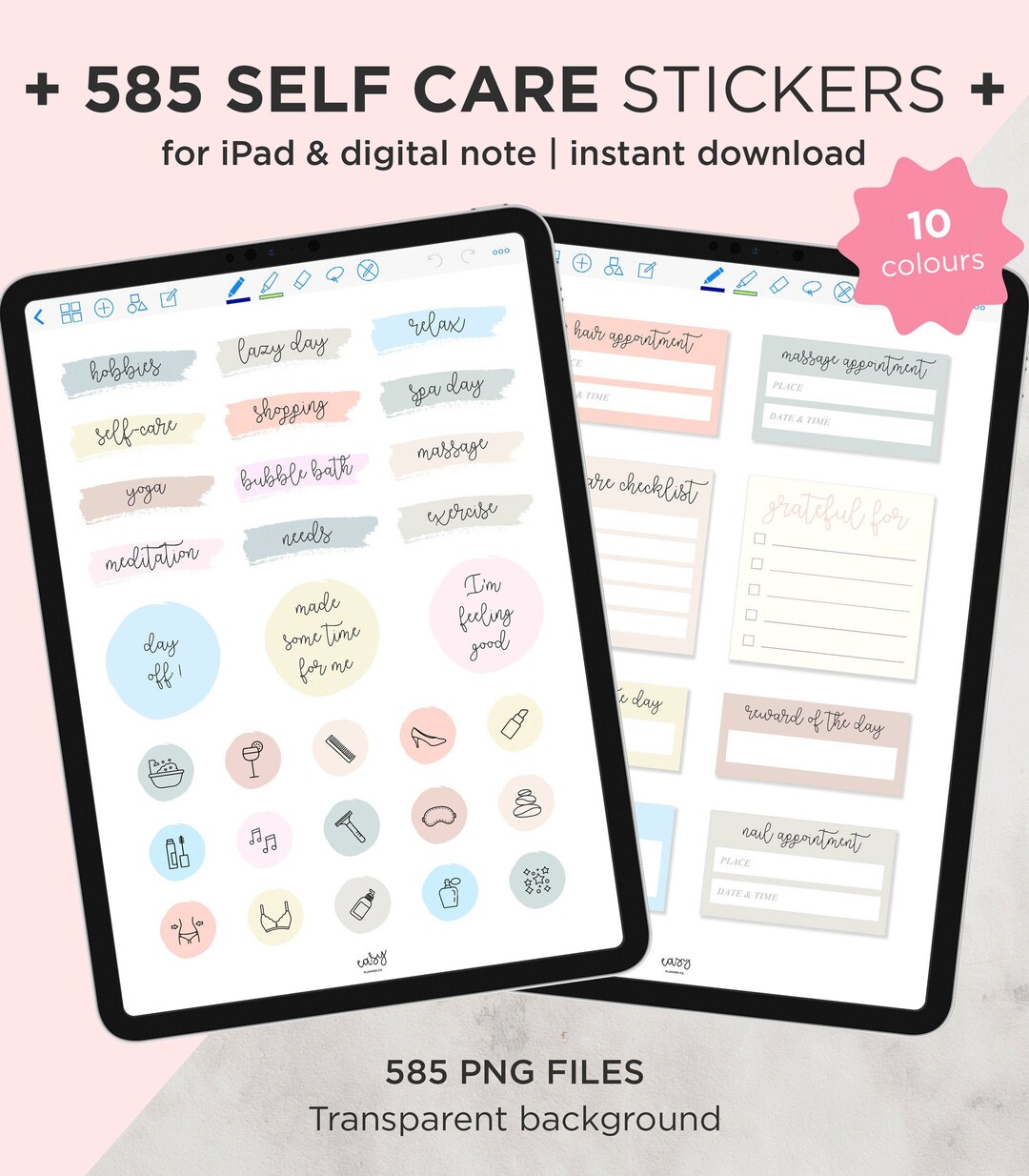 Self Care Digital Stickers for Goodnotes, Self Care Planner, Self Care ...