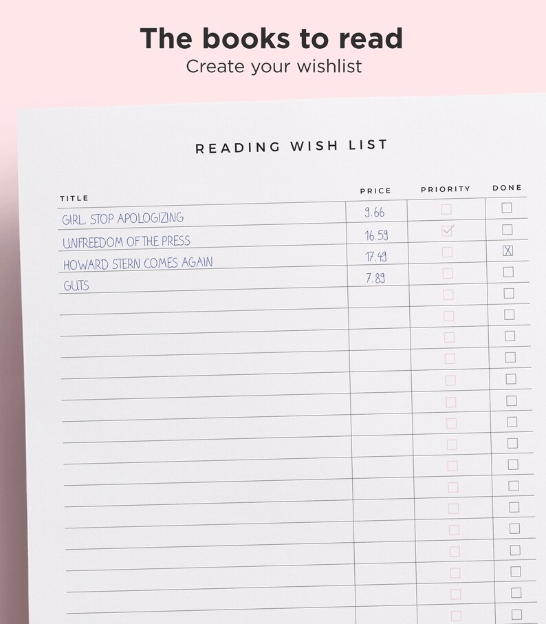 Reading Journal, Printable Book Log, Reading Tracker, Reading Planner ...