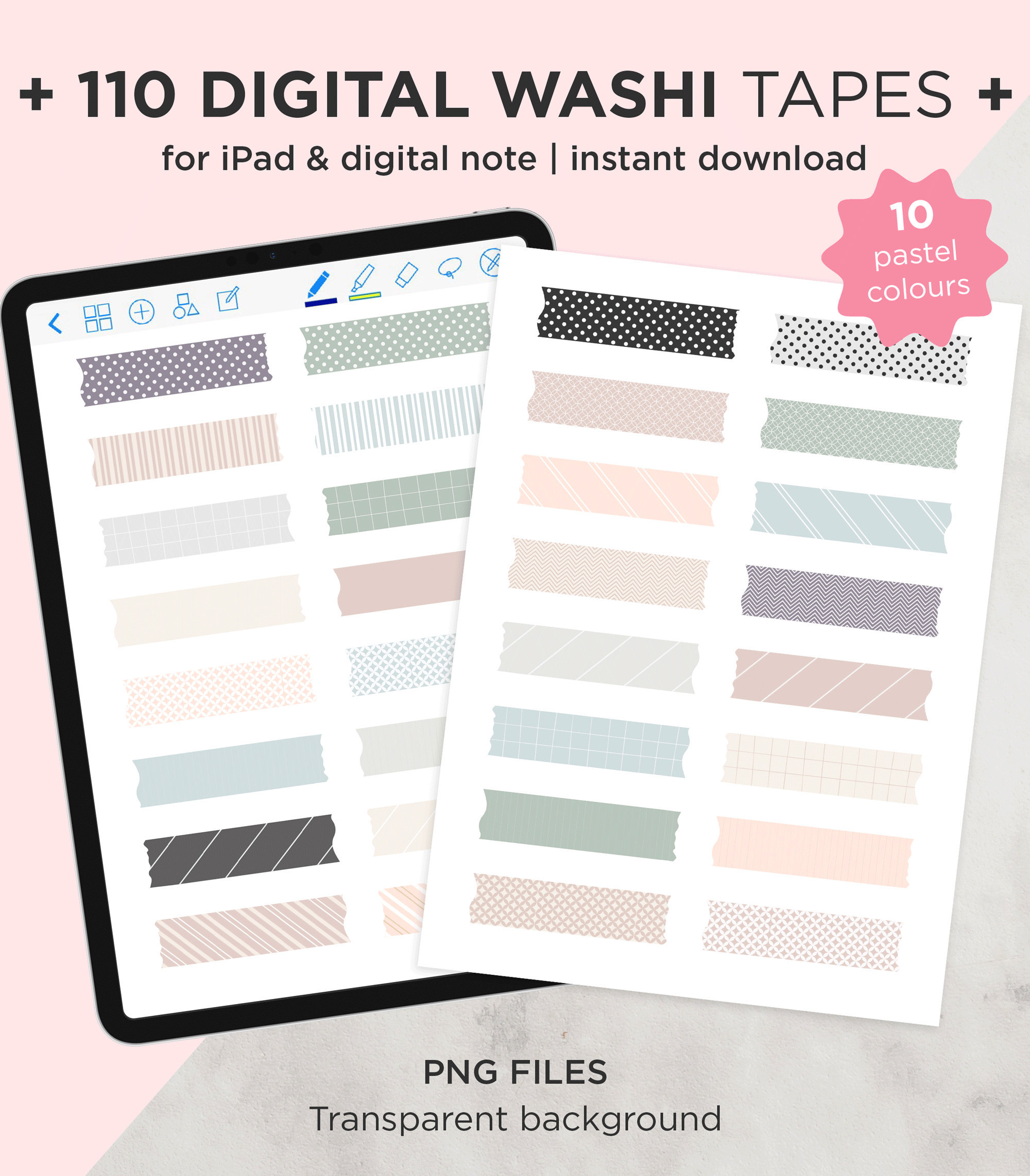 Metallic Digital Washi Tape Graphic by emmaloustudioco · Creative Fabrica