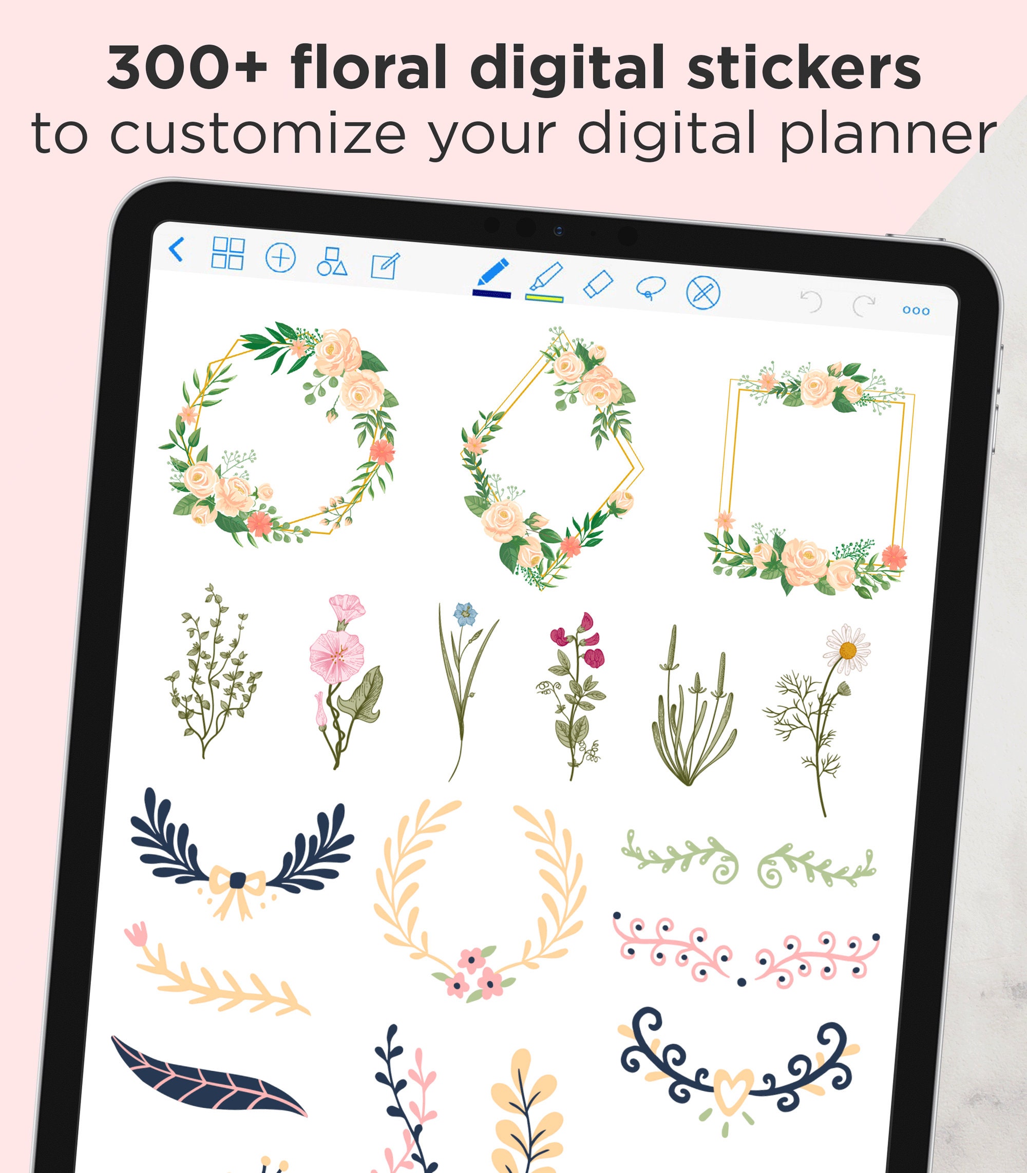 315 Spring Floral Digital Stickers for Goodnotes, Digital Planner ...