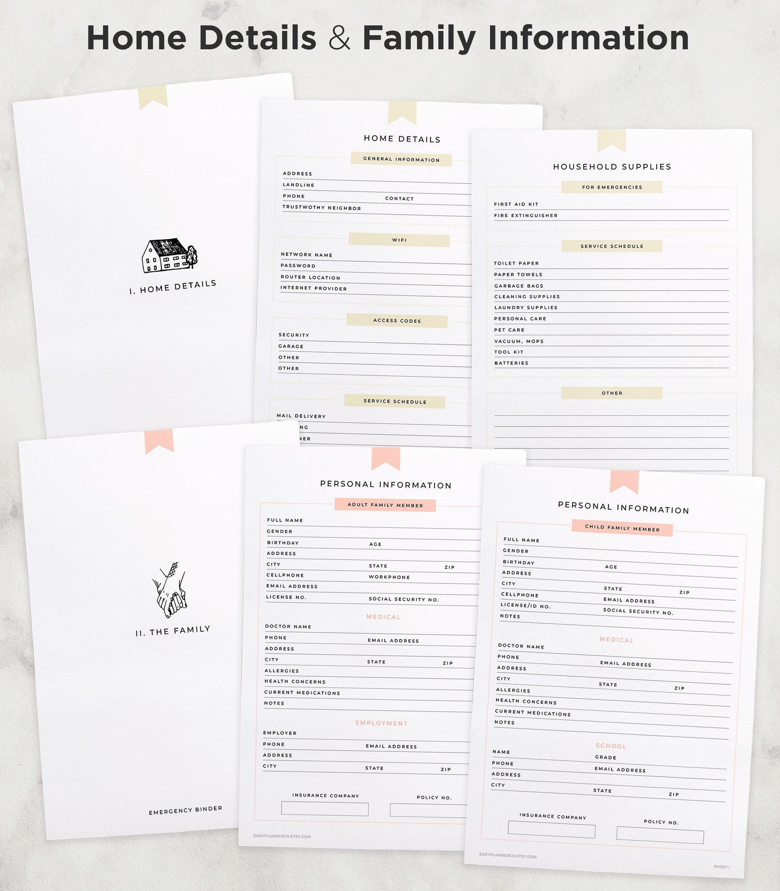 Emergency Binder Fillable, in Case of Emergency Printable, Medical ...