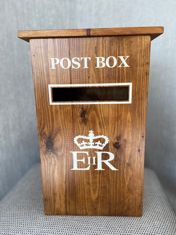 Handmade Rustic Wooden Wedding Post Box: Royal Mail Style