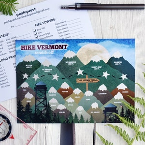 Hike Vermont Scratch Off/5x7"/Hiking Supplies and Accessories/Green Mountains/Made in the USA