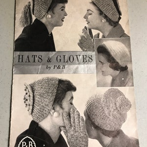 1940&#39;s original vintage knitting pattern for Tweedie style hats and a beret. Digital download -PDF
