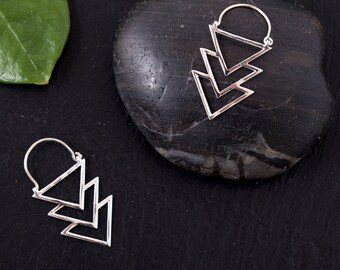 Sterling Silver Stacked Triangle Earring