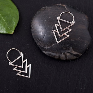 Sterling Silver Stacked Triangle Earring