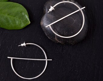 Sterling Silver Geometric Circle Stud Earring