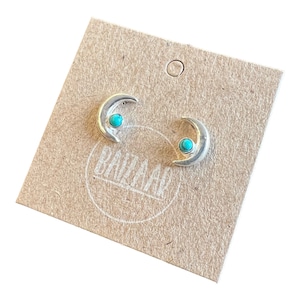 Crescent Moon Stud with Turquoise