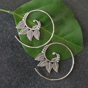 Sterling Silver Spiral Four Leaf Earring