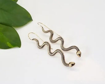Brass Serpent Earrings