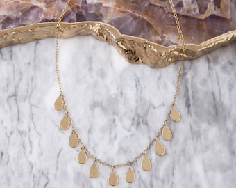 Brass Petal Drop Necklace