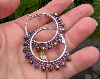 Beaded Hoops with Fire Polished Crystals