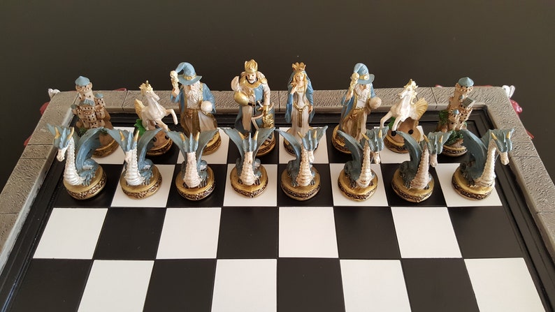 Fantasy Wizards and Dragons Chess Set - Etsy
