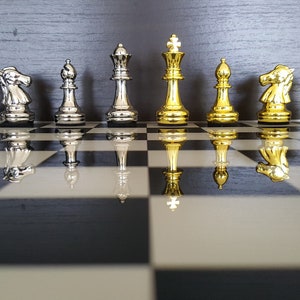 Staunton Gold and Silver Metal Chess Pieces - Chessboard Not Included