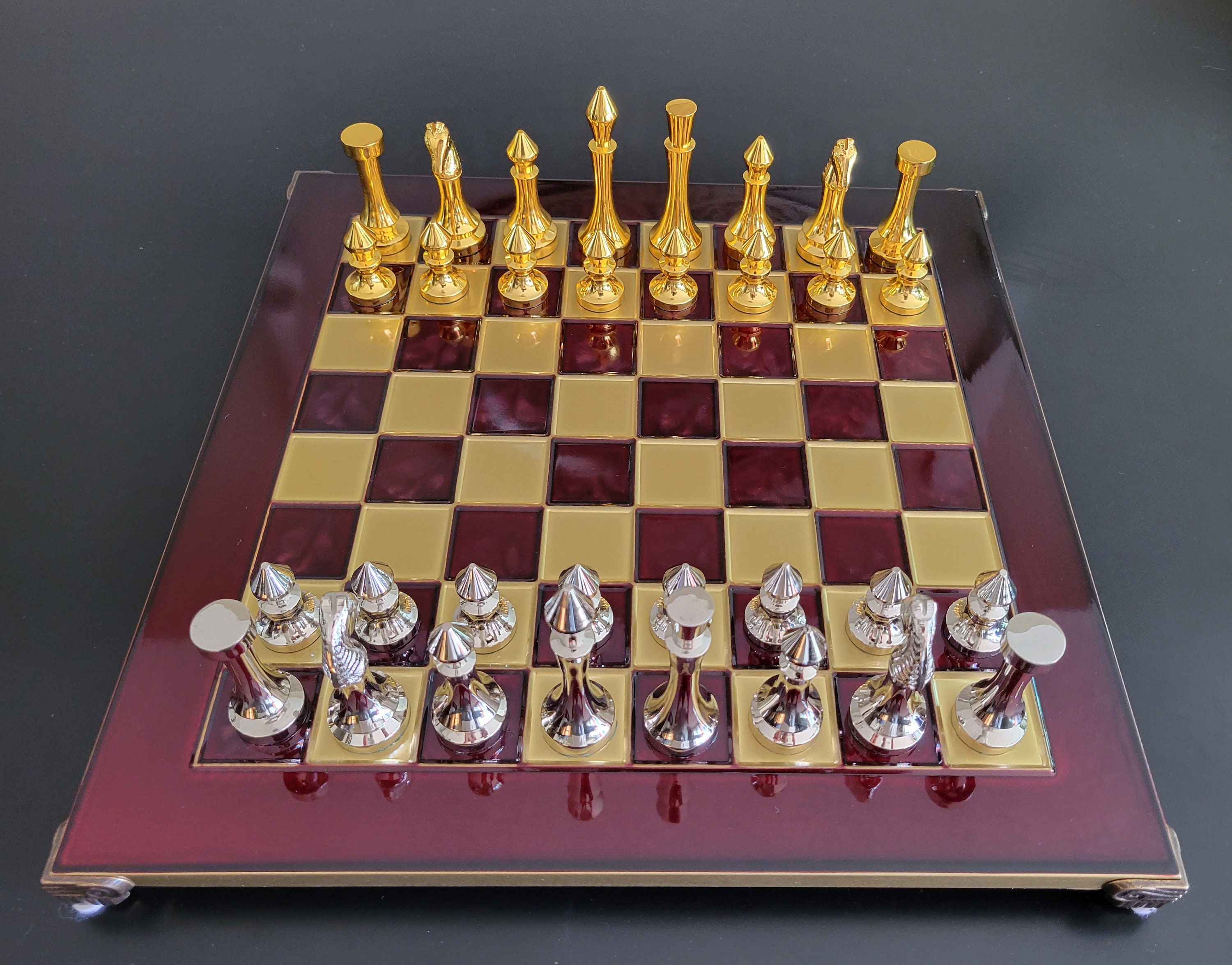 Modern Gold and Silver Brass Chess Set. -  Canada