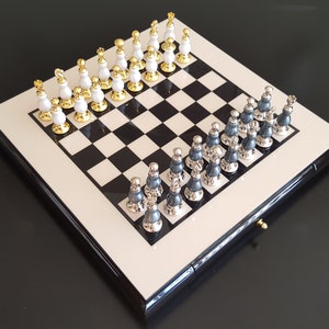 Elegant Gold and Silver Chess Set