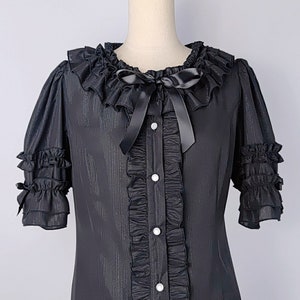 Button Down Chiffon Light Blouse,Button Down Chiffon Light Blouse, Ready to ship- Black