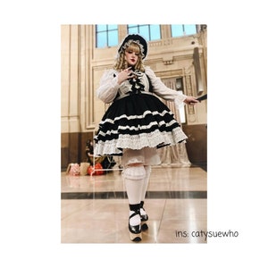 Klaar voor verzending, klassieke lolita-jurk met zakken, babypopjurk, jurk met gelaagde rok, jurk grote maten