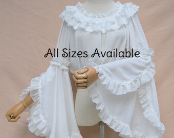 white chiffon ruffle blouse